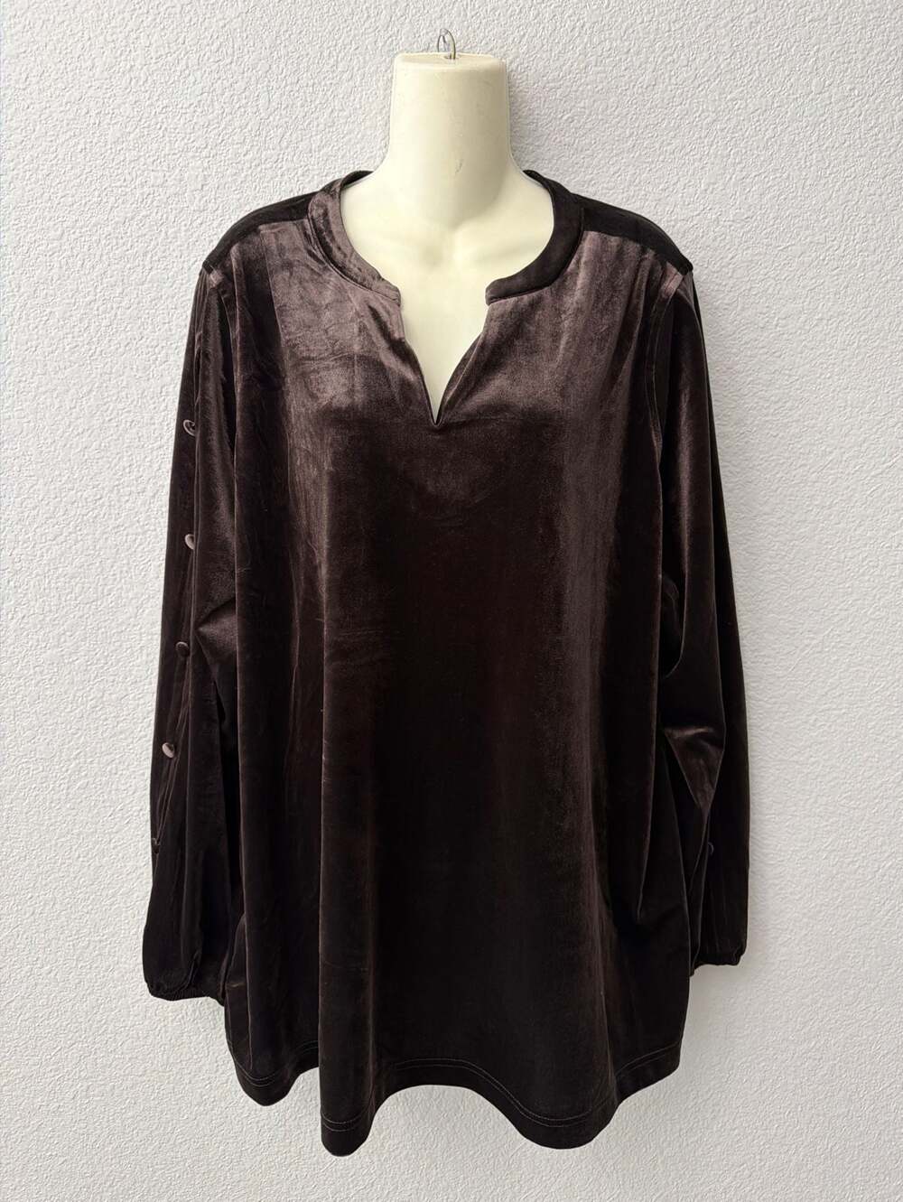 Belle by Kim Gravel Brown Velour Tunic Top- Size 2x